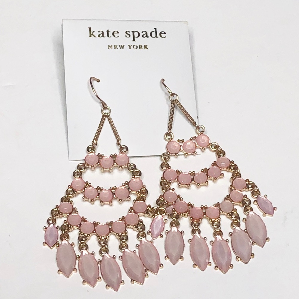 Last Chance……NWOT Kate Spade Rose Gold Pink Chandelier Earrings - Picture 3 of 8
